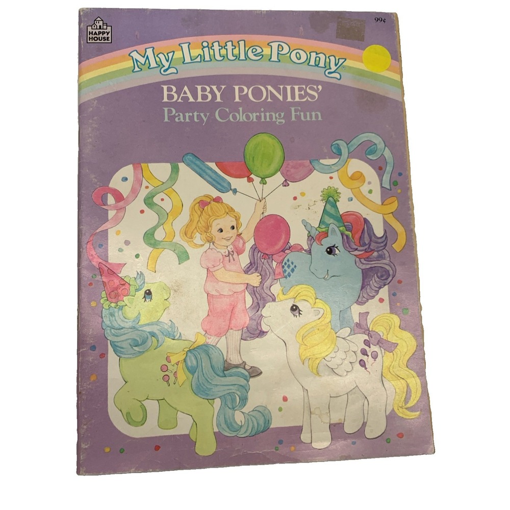 My Little Pony Baby Ponies Birthday Coloring Book Vintage 80s Happy House Used